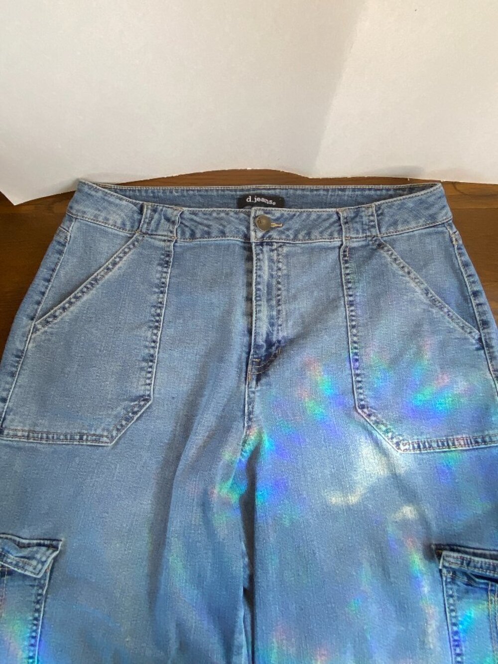 Women's d.jeans Wide Leg 6 Pocket Cargo Jeans Pants Size 12 - Picture 5 of 15